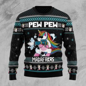 Unicorn Pew Pew Ugly Christmas Sweater