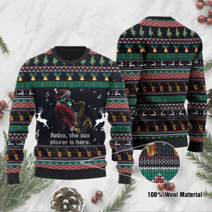 Relax The Sax Ugly Christmas Sweater