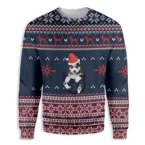 Siberian Husky In Pocket Ugly Christmas Sweater