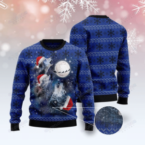 Wolf Under The Moon Ugly Christmas Sweater