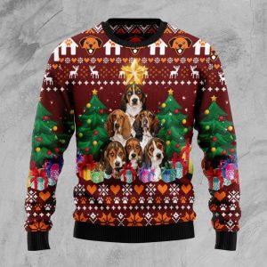 Basset Hound Pine Tree Ugly Christmas Sweater