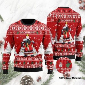 Dachshund Through The Snow Dabbing Ugly Christmas Sweater