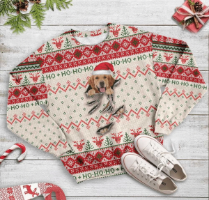 Golden Retriever Scratch Ugly Christmas Sweater