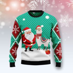 Llama And Santa Xmas Ugly Christmas Sweater