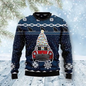 Black Cat Meowy Catmas Ugly Christmas Sweater