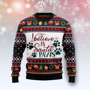 I Believe In Santa Paws Ugly Christmas Sweater