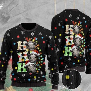 Heifer Cow Ho Ho Ho Pattern Ugly Christmas Sweater