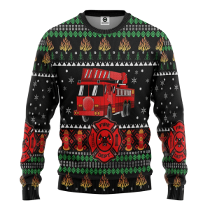 Firefighter Truck Ugly Christmas Sweater