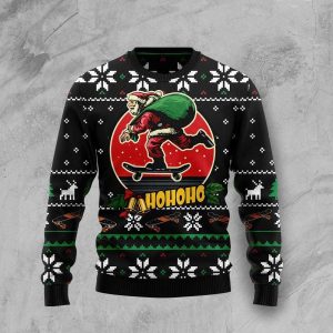 Santa Claus Skateboard Ugly Christmas Sweater