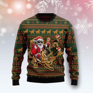 Awesome German Shepherd Dog Santa Claus Ugly Christmas Sweater