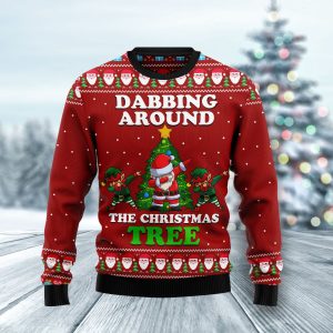 Dabbing Around The Christmas Tree Ugly Christmas Sweater