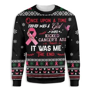 The Girl Kick Breast Cancer Awareness Ugly Christmas Sweater