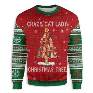 Crazy Cat Lady Christmas Tree Ugly Christmas Sweater