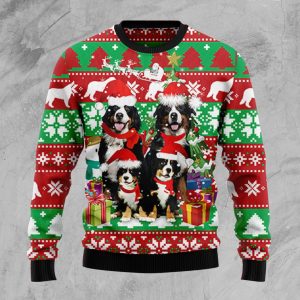 Bernese Mountain Dog Family Ugly Christmas Sweater