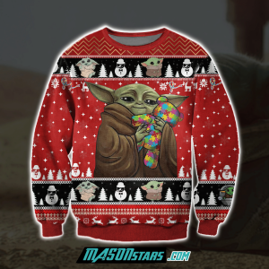 Baby Yoda With Puzzles Autism 3D Print Ugly Christmas Sweater