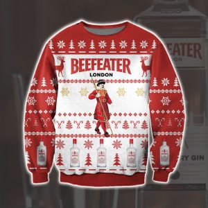 Beefeater London Dry Gin Knitting Pattern 3D Print Ugly Christmas Sweater