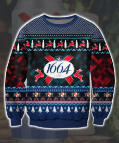 Kronenbourg Brewery Knitting Pattern 3D Print Ugly Christmas Sweater