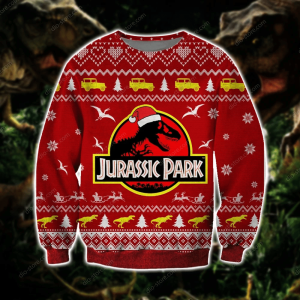 Jurassic Park Knitting Pattern 3D Print Ugly Christmas Sweater