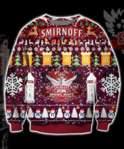 Smirnoff Vodka Wine Knitting Pattern 3D Print Ugly Christmas Sweater