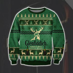 Glenfiddich Whisky Wine 3D Print Ugly Christmas Sweater