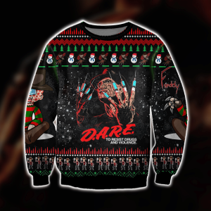 Freddy Krueger Knitting Pattern 3D Print Ugly Christmas Sweater