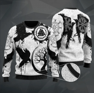 Viking Valknut Huginn And Muninn Ugly Christmas Sweater