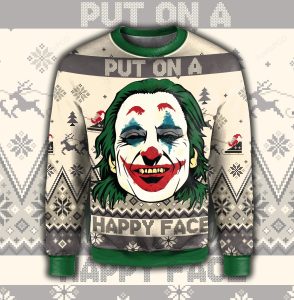 Joker Put On A Happy Face Ugly Christmas Sweater
