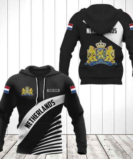 Customize Netherlands Coat Of Arms Black Style Unisex Adult Hoodies