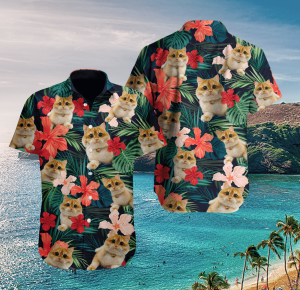 Yellow Cat Hawaii Pattern Hawaiian Shirt