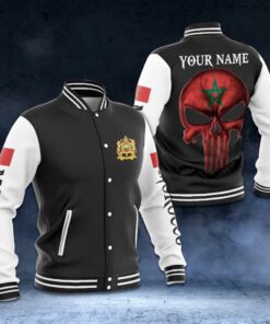 Customize Morocco Coat Of Arms - Skull Varsity Jacket