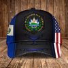 El Salvador Coat Of Arms & American Flag Unisex Cap