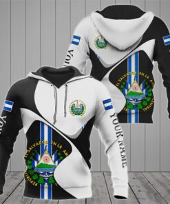 Custom Name El Salvador Sport Form Coat Of Arms Hoodies