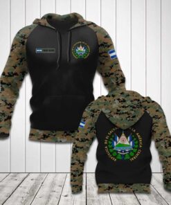 Custom Name El Salvador Coat Of Arms Camo Unisex Adult Hoodies