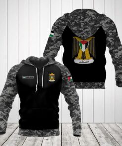 Custom Name Palestine Coat Of Arms Camo Unisex Adult Hoodies