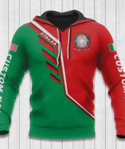 Italy Hoodies - Custom Name Italy Hoodie Italy Flag Wing