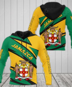 Custom Name Scratch Pattern Jamaica Hoodies