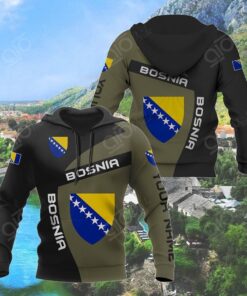 Custom Name Bosnia Coat Of Arms Sport Style Unisex Adult Hoodies