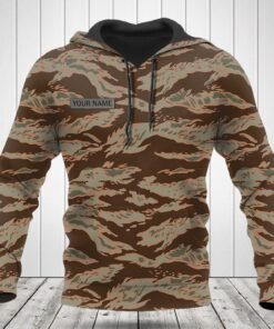 Custom Name Brown Tiger Stripe Camo Hoodies