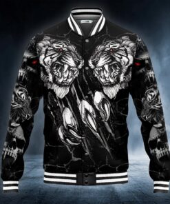 Dark Tiger Skul Scratch Baseball Varsity Jacket