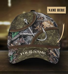 Custom Name Fishing Camo Pattern Hook Classic Cap
