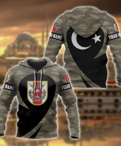 Custom Name Turkish Army Symbol Camo Unisex Adult Hoodies