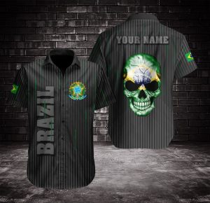 Brazil Line Skull Hawaiian Shirt