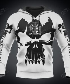 Custom Name Jamaica Coat Of Arms Skull White Hoodies