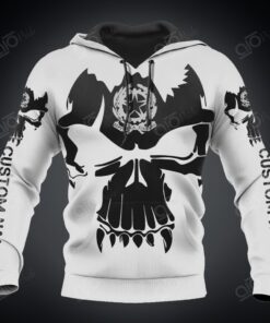 Custom Name Italy Coat Of Arms Skull White Hoodies