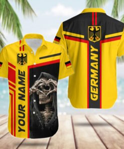 Custom Name Reaper Love Germany Coat Of Arms Line Version Hawaiian Shirt