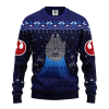 SW Christmas Sweater SW Winter Millennium Falcon Blue Navi Ugly Sweater - Fanshubus