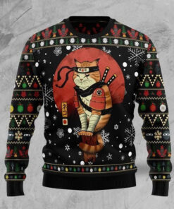 Cat Christmas Sweater Ninja Cat Black Ugly Sweater Cat Ugly Sweater