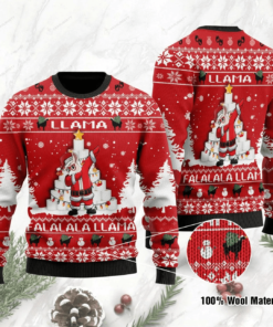 Llama Christmas Sweater Dabbing Santa Llama Falalala Llama Red Ugly Sweater