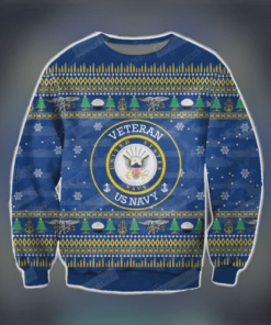 Veteran Sweater Veteran US Navy Pattern Christmas Blue Ugly Sweater