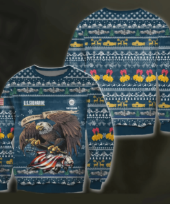 Veteran Sweater US Submarine Veteran Eagle Christmas Pattern Blue Ugly Sweater